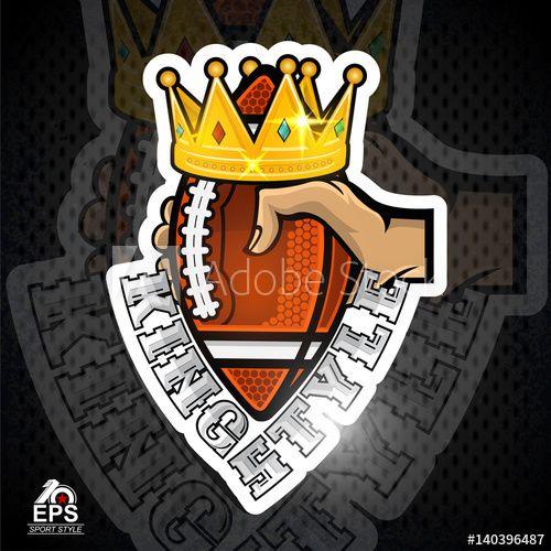 Basketball with Hands Logo - Hands hold basketball ball with golden crown. Sport logo for any