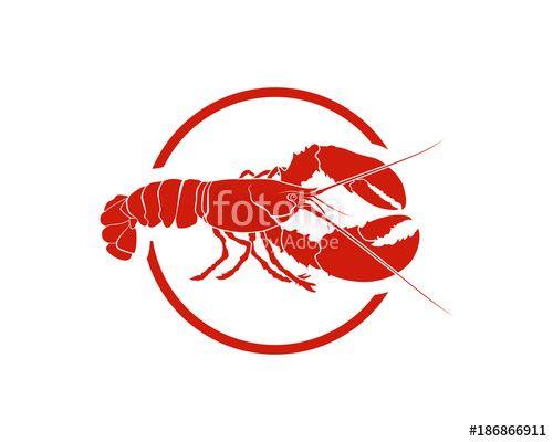 Lobster Logo - Red Circle Line Art Lobster Animal - Seafood Restaurant Illustration ...