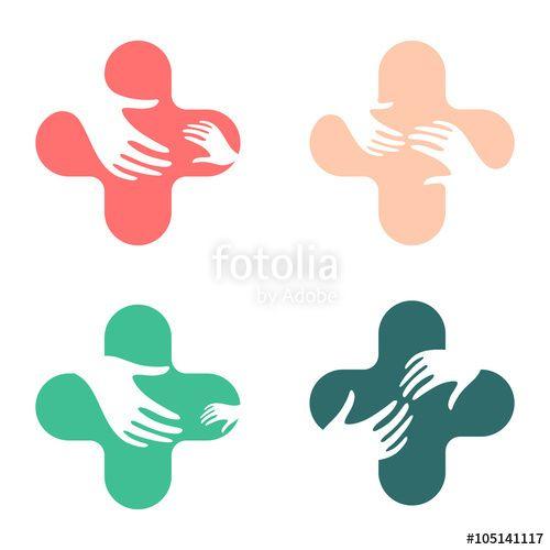 Basketball with Hands Logo - Abstract hand design sign. Vector love children logo. Cross logo