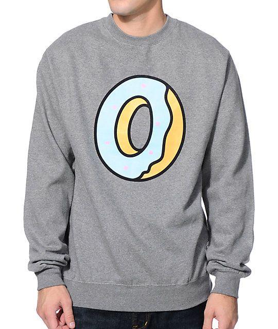 Odd Future Single Donut Logo - Odd Future Single Donut Heather Grey Crew Neck Sweatshirt