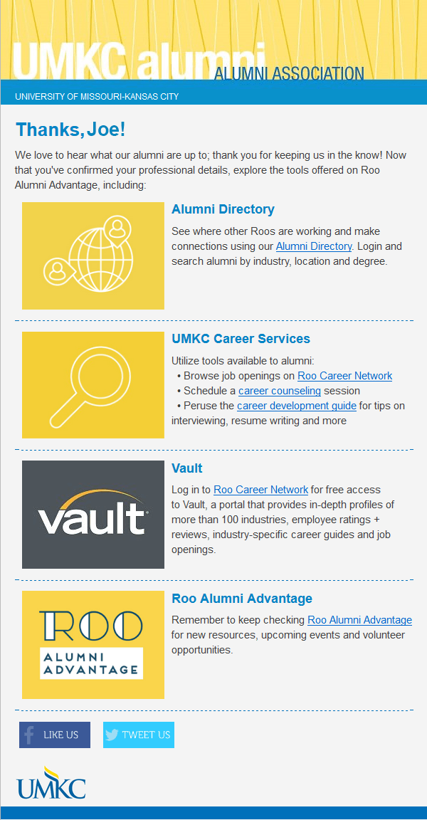 UMKC Alumni Association Logo - iModules - Updated Professional Profiles + Identifying Volunteers ...