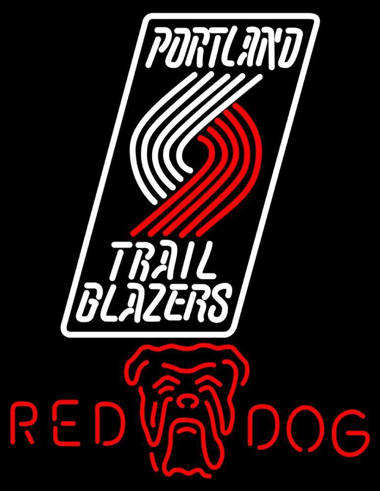 Original Red Dog Beer Logo - Red Dog Portland Trail Blazers NBA Neon Beer Sign, Red Dog with NBA