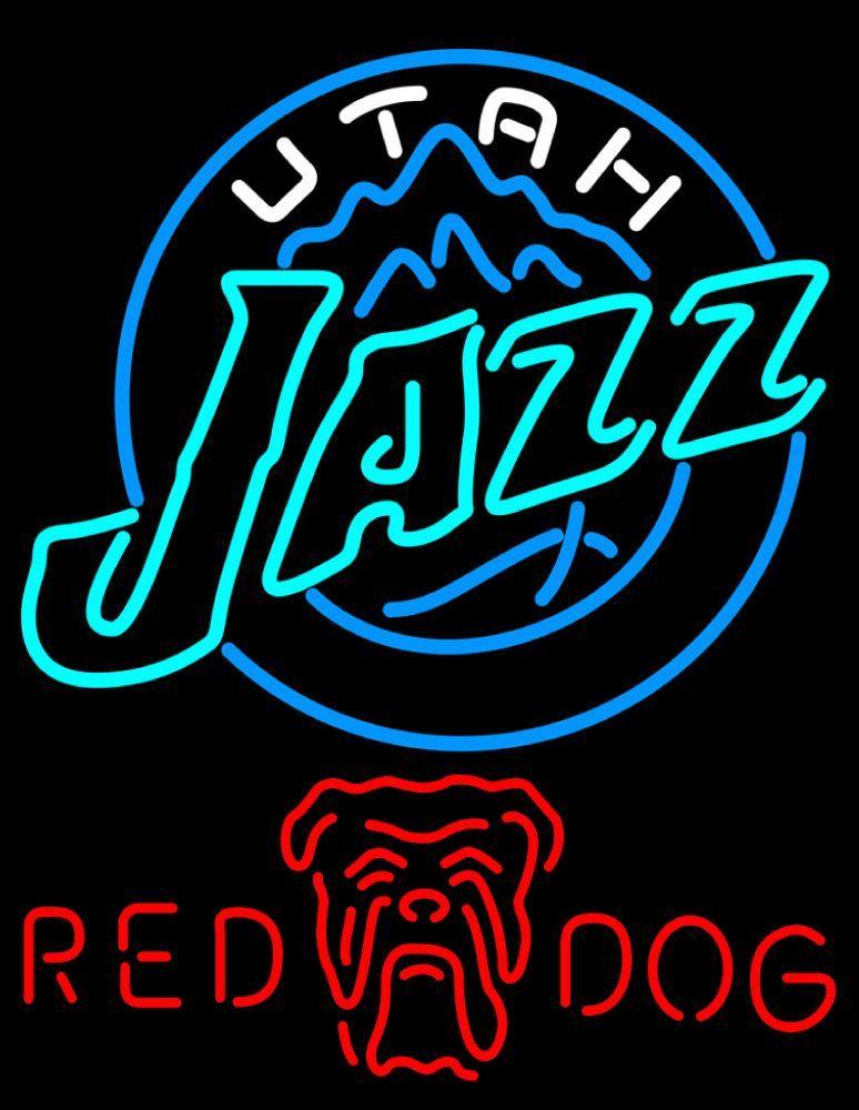 Original Red Dog Beer Logo - Red Dog Utah Jazz NBA Neon Beer Sign, Red Dog with NBA