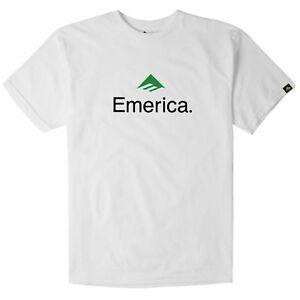 Emerica Logo - Emerica Skateboard Logo Mens T-shirt - White Green All Sizes | eBay