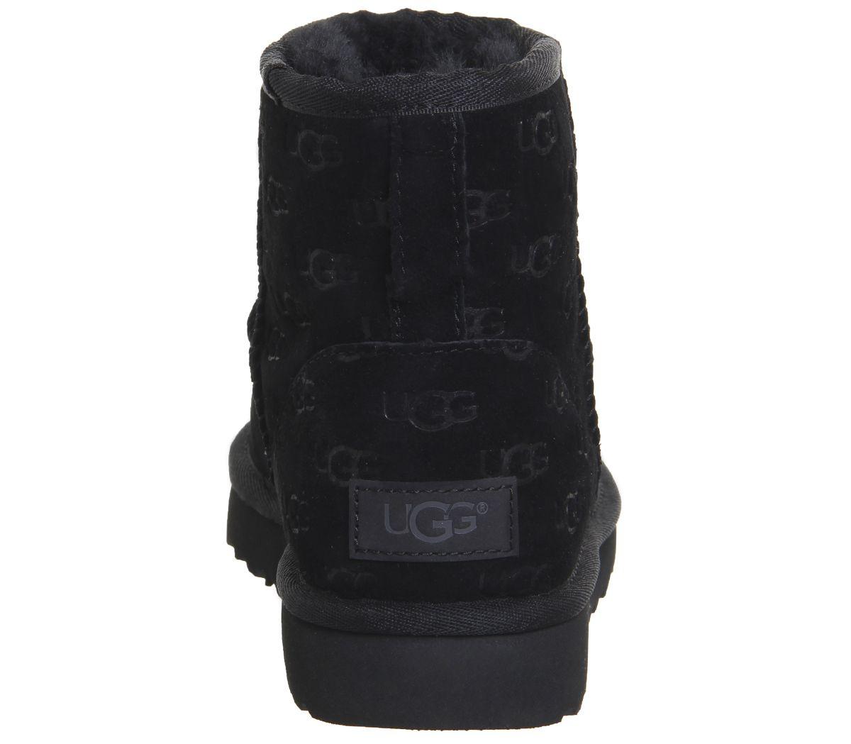 UGG Logo - UGG Classic Mini II Logo Exclusive Boots Black Logo - Ankle Boots