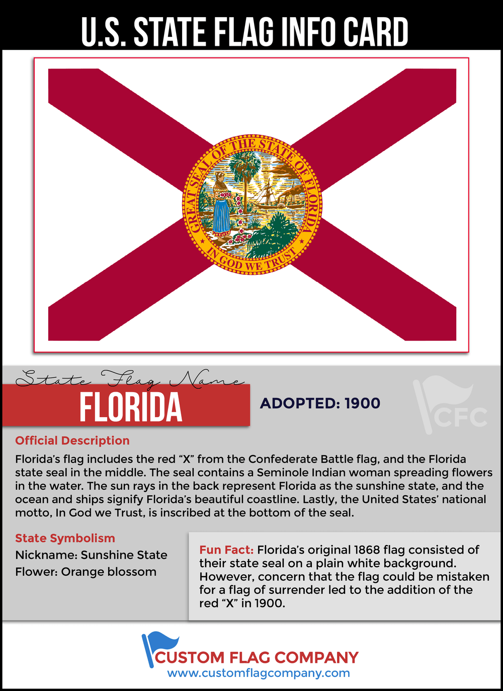 White with Red X Logo - Florida State Flag — Custom Flag Company