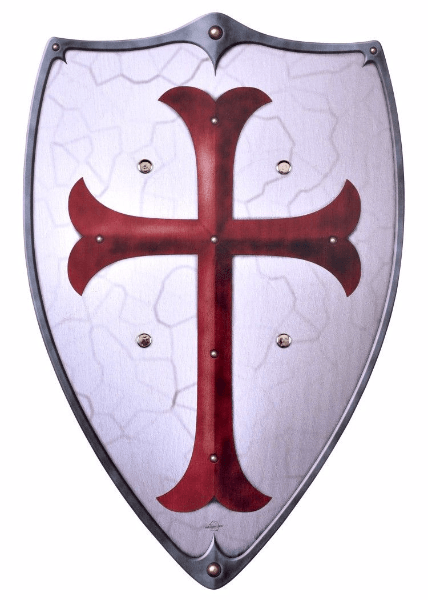 White with Red X Logo - Knight Templar Child s Shield Plywood White with Red Cross 49cm X 32cm