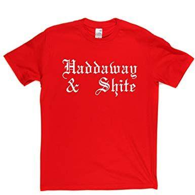 Red White N Logo - Haddaway n Shite T-shirt (red/white large): Amazon.co.uk: Clothing