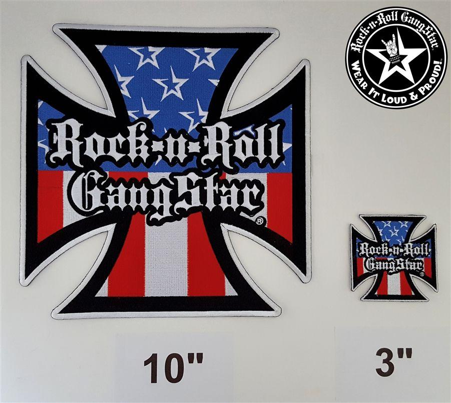 Red White and N Logo - Red White & Blue Iron Cross embroidered iron on back patch Rock
