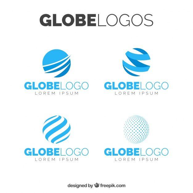 Abstract Globe Logo - Variety of abstract globe logos in blue tones Vector | Free Download