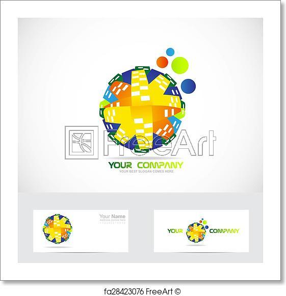 Colorful Globe Logo - Free art print of Colored globe logo abstract. Vector company logo ...