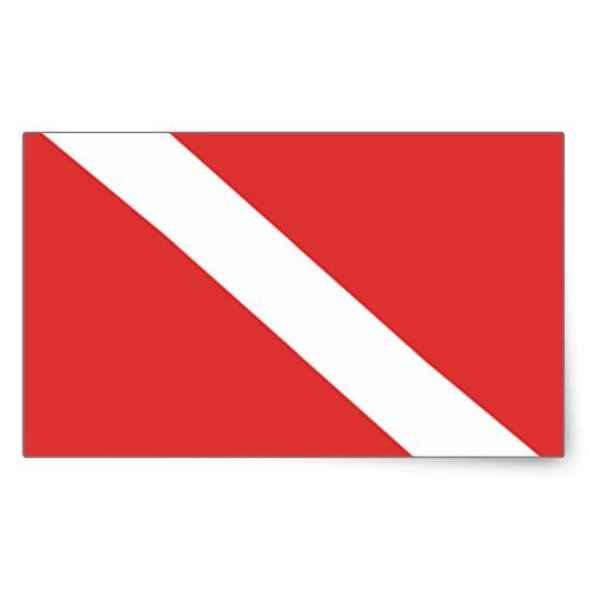 Red White Rectangle Logo - Scuba Diving Logo- Diver's Red White Flag Rectangular Sticker ...