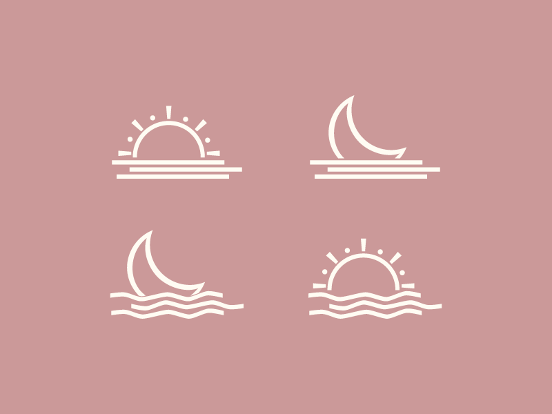 Rising Moon Logo - Rising Sun & Moon Over Water Icon. Tattoo ideas