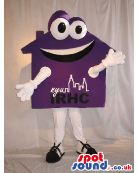 Funny Mascot Logo - Buy Mascots Costumes in UK - Customizable Purple House Mascot With A ...