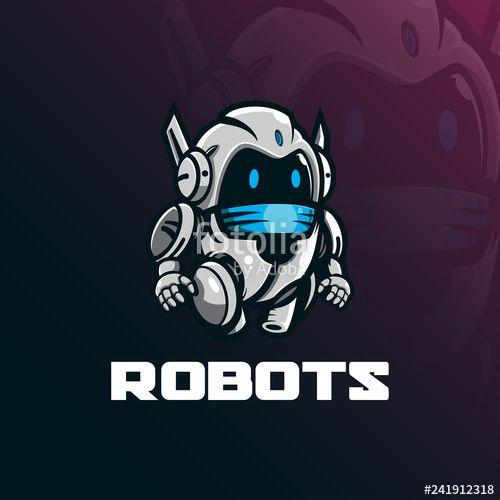 Funny Mascot Logo - robot mascot logo design vector with modern illustration concept ...