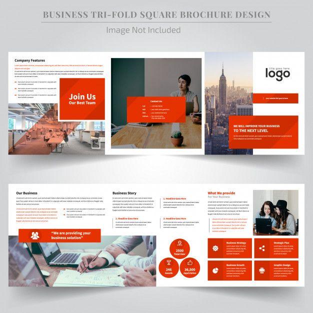 Orange Square Company Logo - Coporate Orange Square Trifold Brochure Design Vector | Premium Download