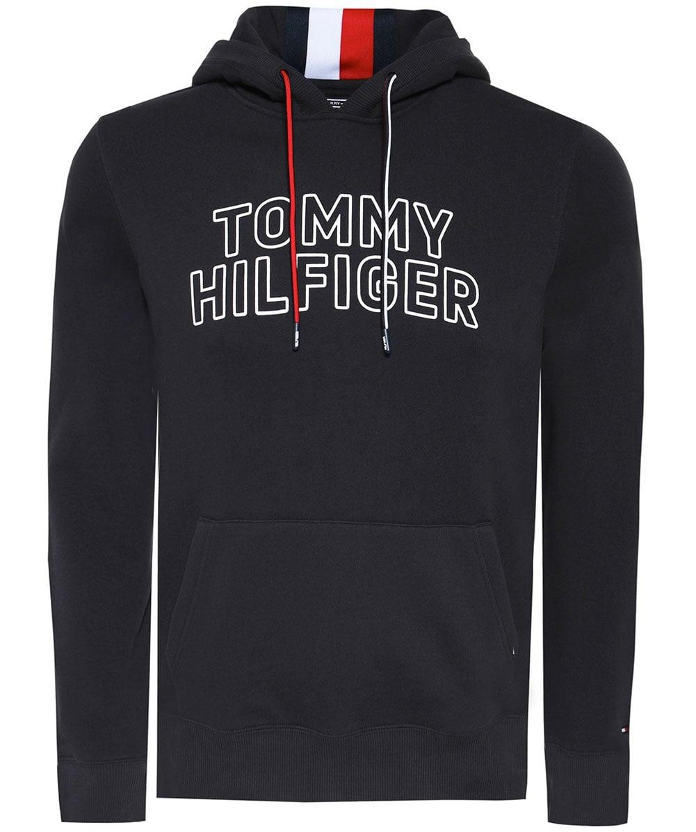 Tommy Hilfiger Black Logo - Tommy Hilfiger Black Cotton Logo Hoodie