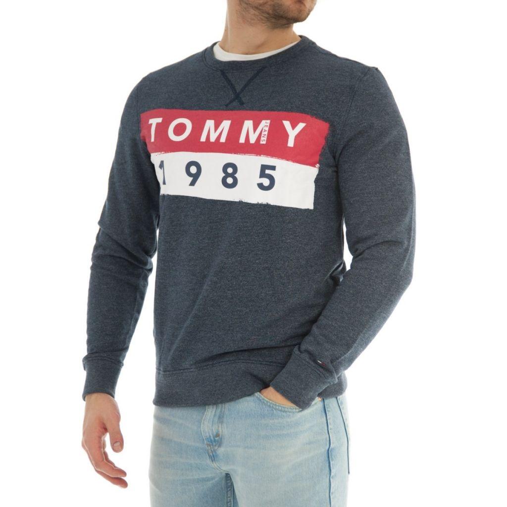 Tommy Hilfiger Black Logo - Men's Sweatshirt Tommy Hilfiger Jeans Logo Giro Cotton 002 BLACK ...