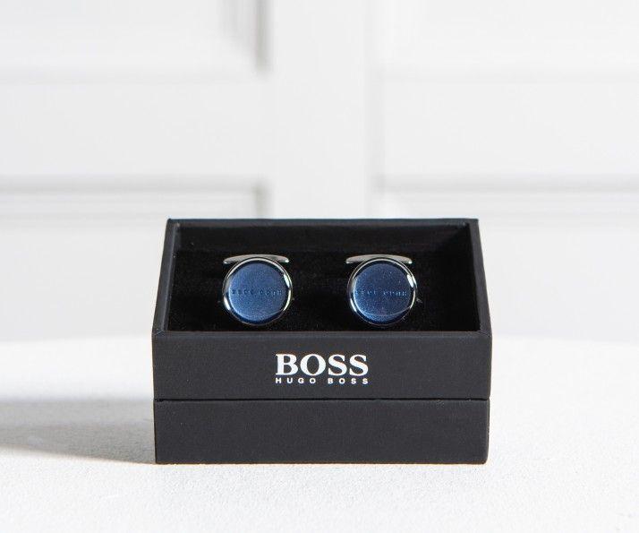 Round Blue and Silver Logo - Hugo Boss 'Giles' Round Logo Cufflink Blue Silver