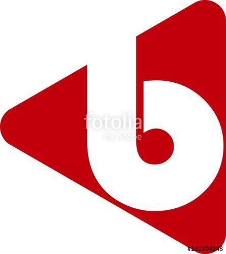 Letter B with a Red Triangle Logo - Letter b rounded triangle - Shape red logo design