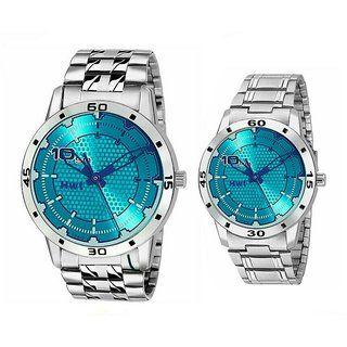 Round Blue and Silver Logo - Buy Hwt Round Blue Dial Silver steel Chain Couples Quartz Watches ...