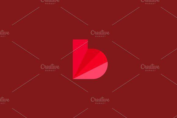 Letter B with a Red Triangle Logo - Sector polygon letter b logotype ~ Logo Templates ~ Creative Market