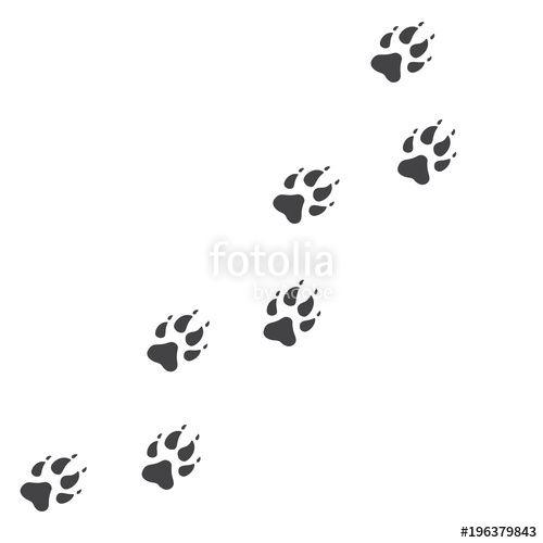 Wolf Paw Print Logo - Vector illustration. Wolf Paw Prints Track Logo. Black on White ...