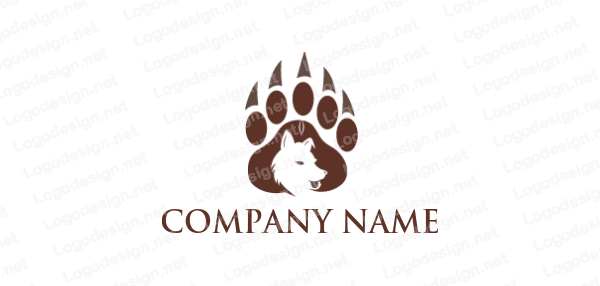 Wolf Paw Print Logo - wolf inside paw print. Logo Template by LogoDesign.net