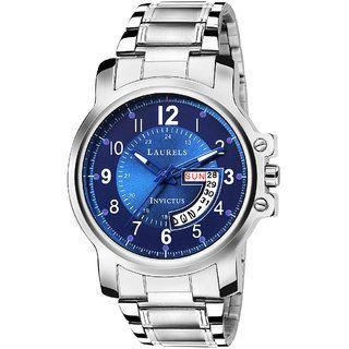 Round Blue and Silver Logo - Buy Laurels Round Blue & Silver Stainless Steel Analog Quartz Casual ...