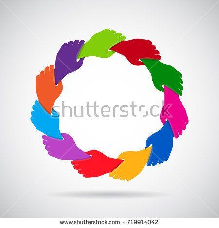 Business Organization Logo - Hands holding in circle. Colorful hands logo concept design suitable ...