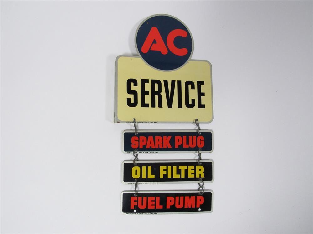 AC Spark Plug Logo - Scarce NOS 1947 1948 AC Spark Plugs Double Sided Tin Flange W