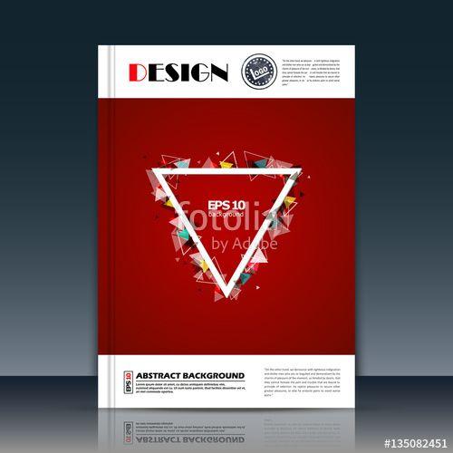 Square White with Red Triangle Logo - Abstract composition, square text frame surface, white a4 brochure