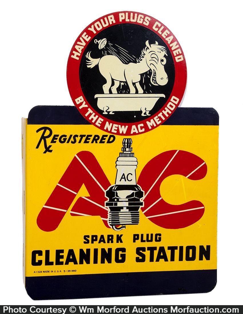 AC Spark Plug Logo - Antique Advertising | AC Spark Plugs Cleaning Station Sign • Antique ...