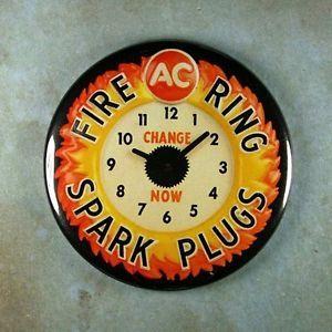 AC Spark Plug Logo - Vintage Advertising Clock Photo Fridge Magnet 2 1/4