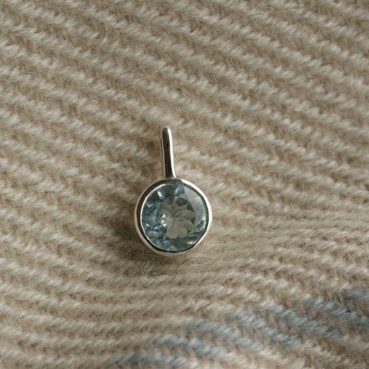 Round Blue and Silver Logo - Round Blue Topaz Silver Pendant - Blue Topaz Silver Jewellery