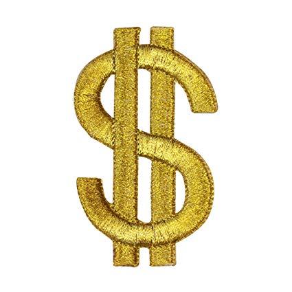 Cash Sign Logo - ID 8610 Shiny Gold Dollar Sign Patch Money Cash Symbol