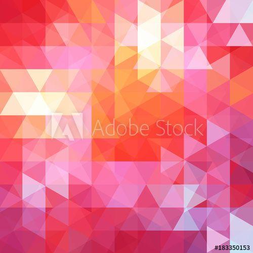 Square White with Red Triangle Logo - Background made of pink, white, orange, red triangles. Square