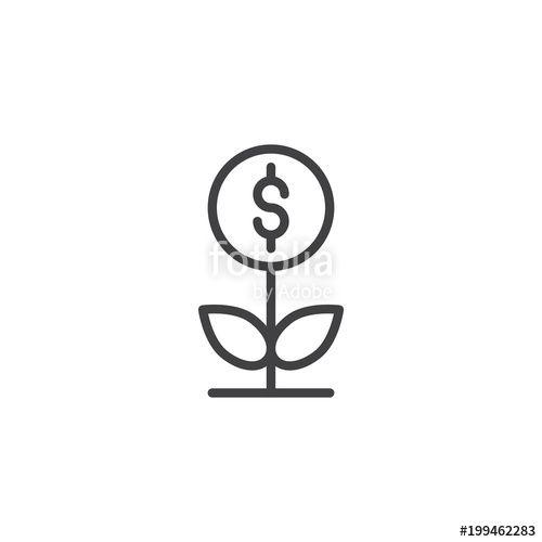 Cash Sign Logo - Money plant outline icon. linear style sign for mobile concept