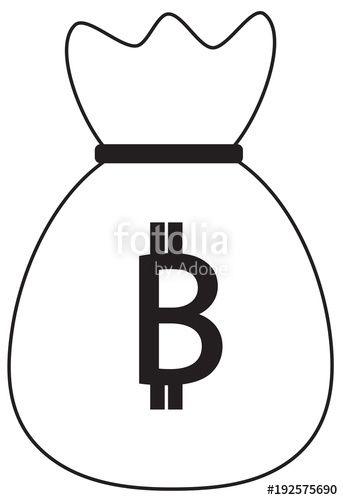 Cash Sign Logo - Bitcoin crypto currency icon or logo vector over a money bag. Symbol ...