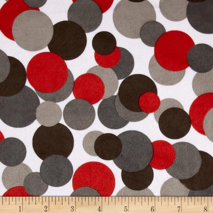 Red Grey Circle Logo - Minky Candy Circles White Grey Black Red Designer Fabric