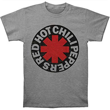 Red Grey Circle Logo - Red Hot Chili Peppers Men's Asterisk Circle T-shirt Small Grey ...