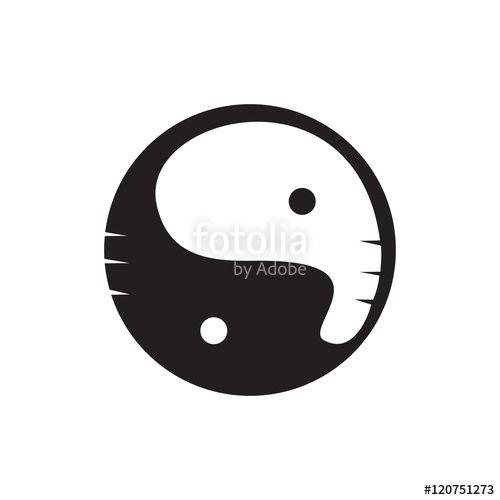 Ying Yang Logo - Elephant Ying Yang Logo Vector Icon Stock Image And Royalty Free