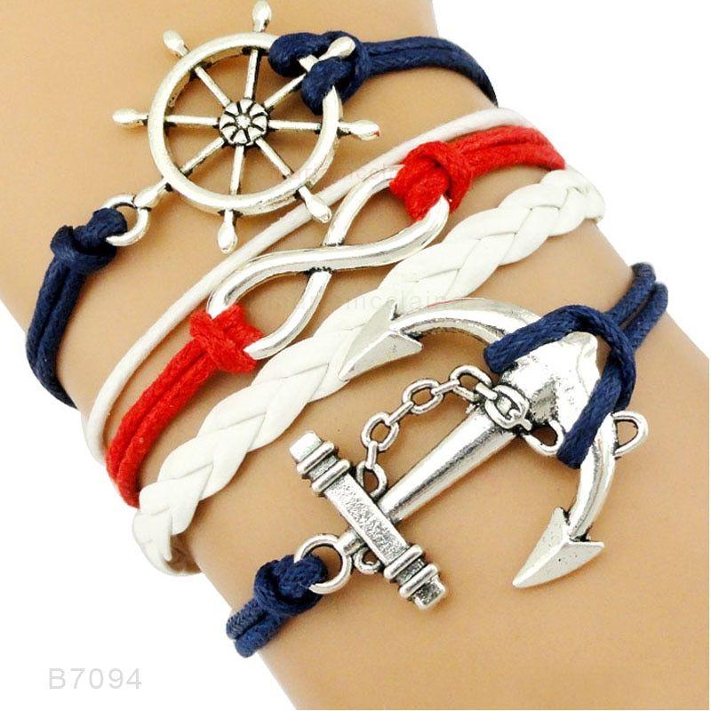 Anchor Blue Red Arrow Logo - Rudder Compass Sailing Infinity Charm Bracelets Heart Cross Arrow ...