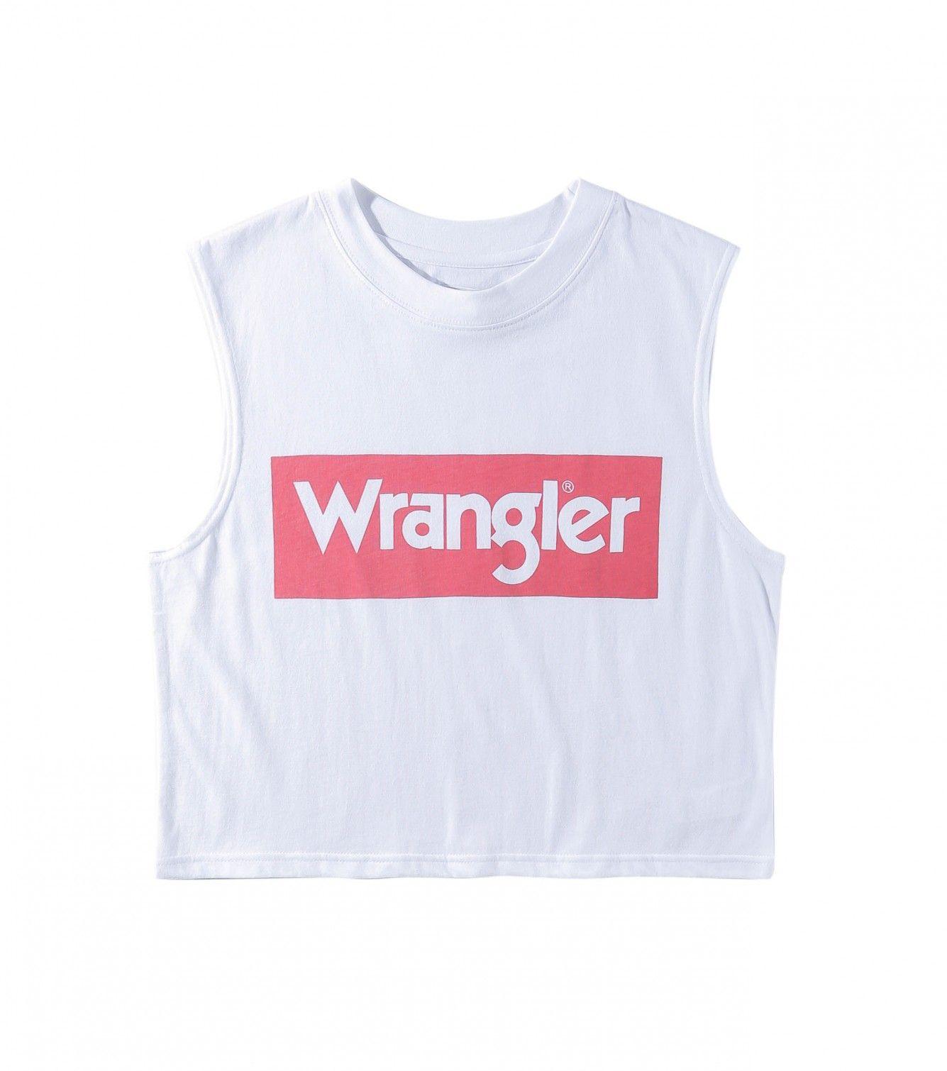 Wrangler Logo - WRANGLER Logo Cut-Off tank in white