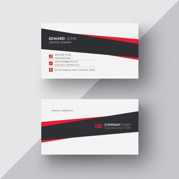 Black and Red Company Logo - White business card with black and red details PSD file