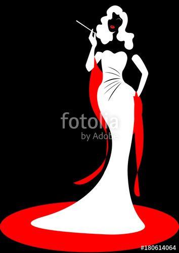 White Red Fashion Logo - shop logo fashion black woman, white silhouette diva. Company logo ...