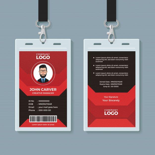 Black and Red Company Logo - Modern red and black id card template Vector | Premium Download