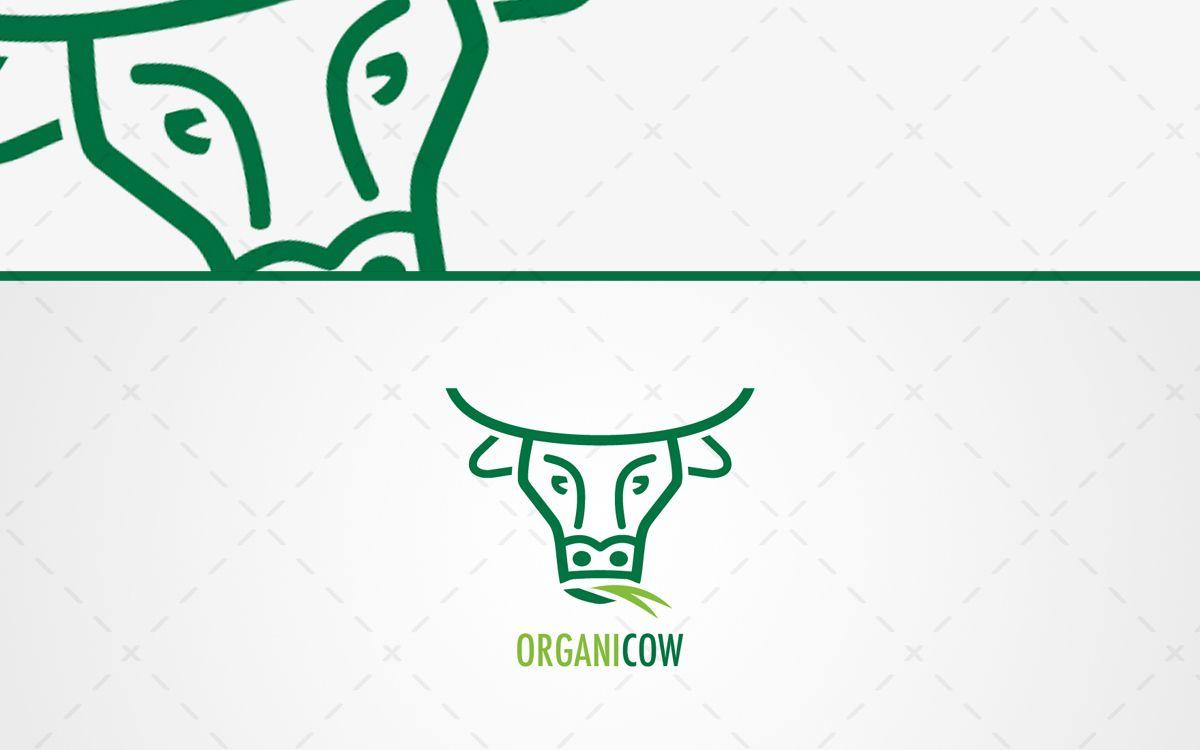 Green Head Logo - Fresh Green & Organic Cow Head Logo For Sale - Lobotz