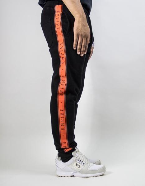 London Streetwear Logo - EMPIRE Logo Stripe Trackpants - Black / Orange - Empire Collection ...