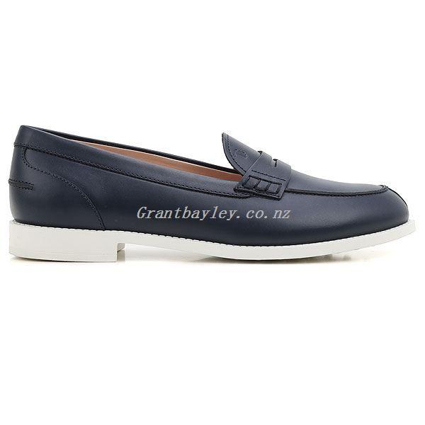 Blue and White WD Logo - Unparalleled Women Blue White Navy Dust Bag Loafers Wd Rubber Sole